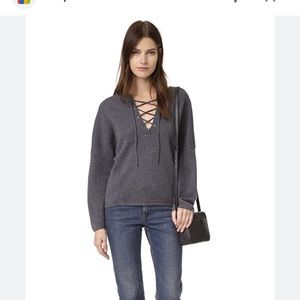 Vince merino wool and cashmere lace up sweater